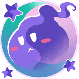 The artist's logo which shows a spirit orb looking off into the distance